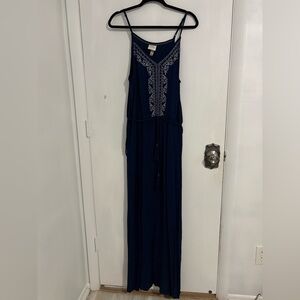 Knox Rose Dark Blue Dress with White Embroidery